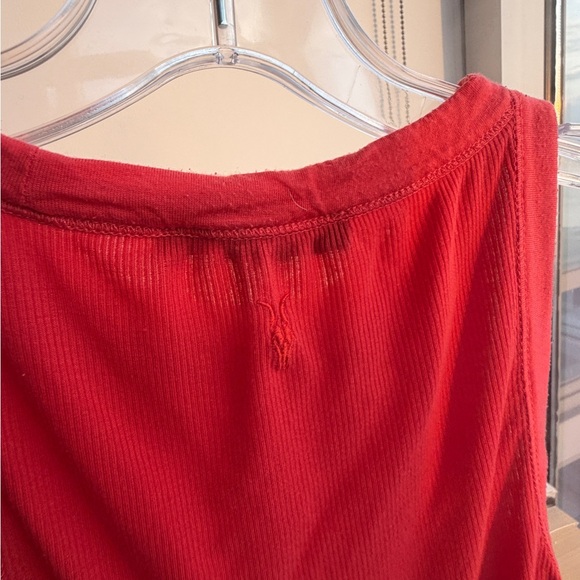 AllSaints Red Ribbed Tank Top - Women's Sleeveless Crop - Picture 3 of 4
